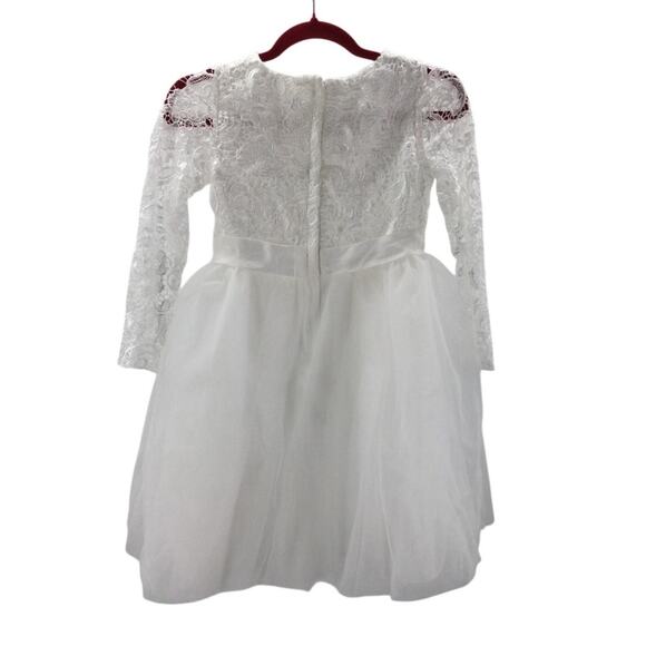 FLOWER GIRL'S PARTY DRESS SZ 10-11 Y white communion baptism christening NEW B40 - Picture 2 of 7
